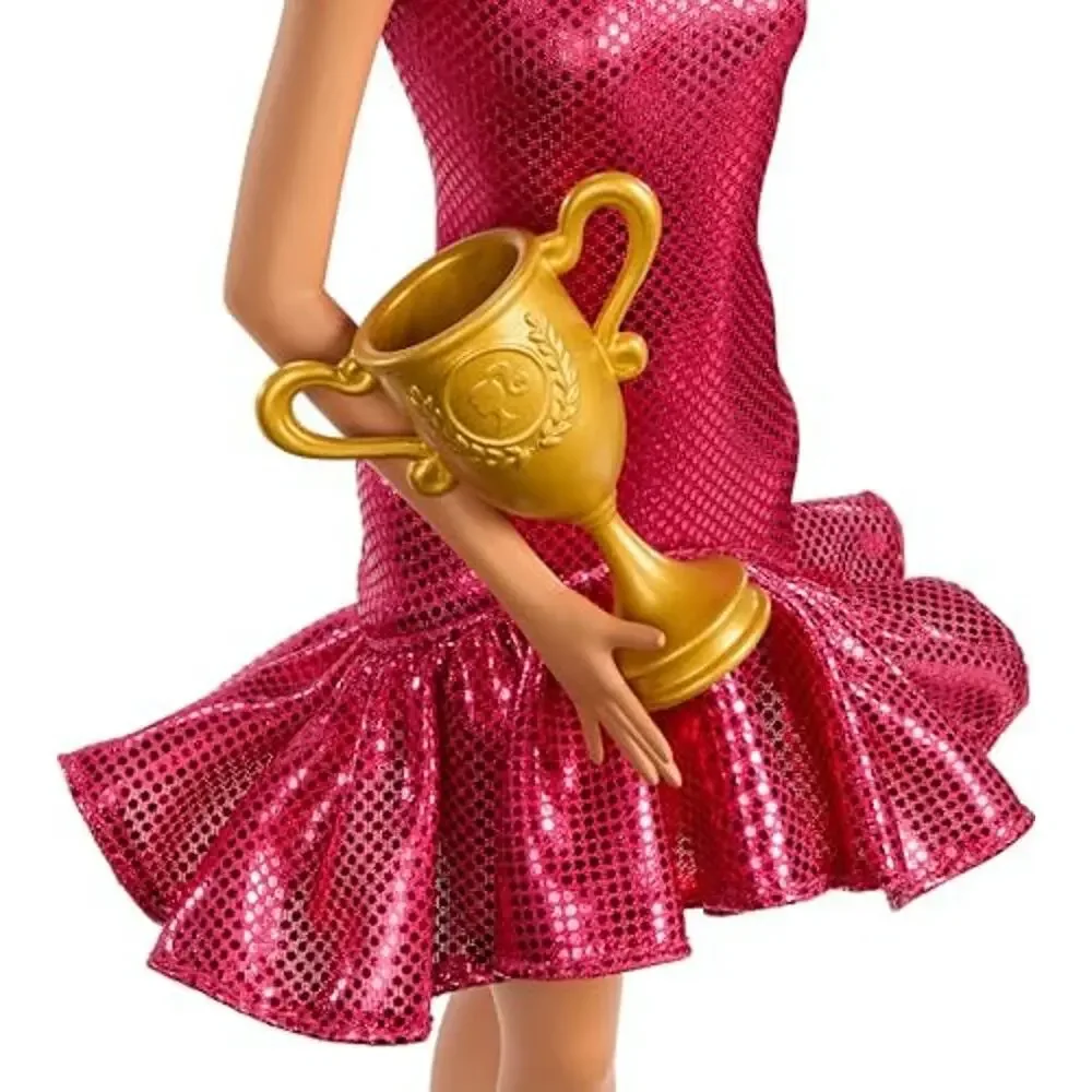 Barbie Ballroom Dancer Fashion Doll Brown Hair Dancing Trophy Accessory NWT